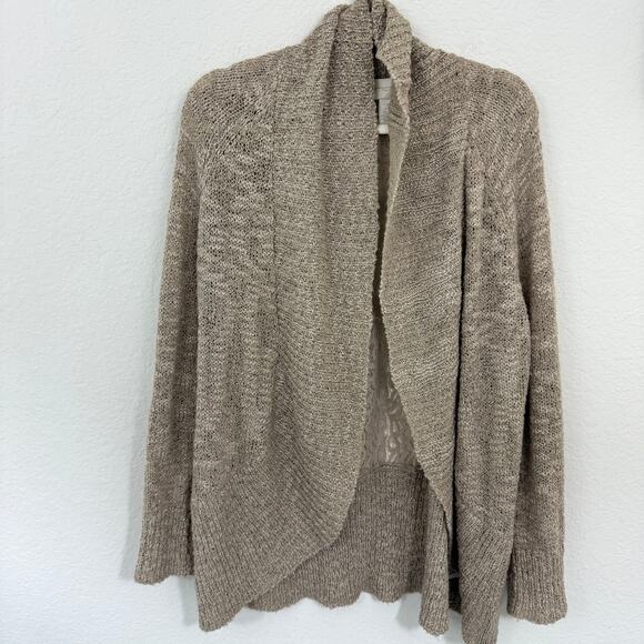 Chico's Womens Knit Cardigan Sweater Size L Neutral Lace Tan - Picture 1 of 8